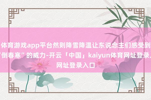 体育游戏app平台然则降雪降温让东说念主们感受到了“倒春寒”的威力-开云「中国」kaiyun体育网址登录入口