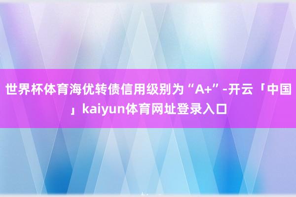 世界杯体育海优转债信用级别为“A+”-开云「中国」kaiyun体育网址登录入口