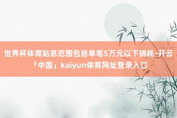 世界杯体育 贴息范围包括单笔5万元以下销耗-开云「中国」kaiyun体育网址登录入口